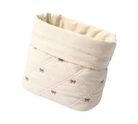 APGLSXY Elegante estuche de maquillaje de viaje con lazo bordado en mezcla de algodón suave para organización portátil, bolsa de polialgodón