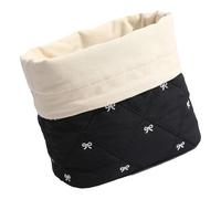 APGLSXY Elegante estuche de maquillaje de viaje con lazo bordado en mezcla de algodón suave para organización portátil, bolsa de polialgodón