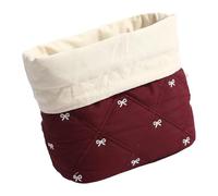 APGLSXY Elegante estuche de maquillaje de viaje con lazo bordado en mezcla de algodón suave para organización portátil, bolsa de polialgodón