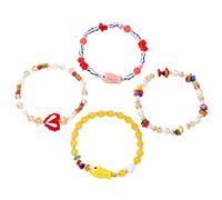 APGLSXY Elegante pulsera multicolor con cuentas de cristal y perlas con diseño de pez, accesorios de moda, coloridos peces de amor de cerámica, One Size, como se describe