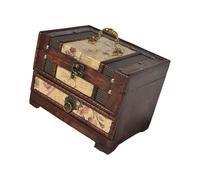 APGLSXY Joyero chino de madera con cajón y asa, elegante pendientes y pequeño soporte para mujer, organizador de joyas tradicional