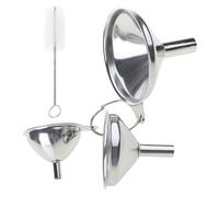 APGLSXY Juego de 3 embudos de cocina de acero inoxidable con cepillo de grado alimenticio, herramienta de derrames de aceite de metal pequeño para llenar botellas, juego de cocina de acero inoxidable