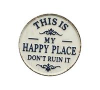 APGLSXY Letrero de bienvenida de metal con texto en inglés "This Is My Happy Place Do Not Ruin It" para decoración de pared de jardín, puerta delantera, divertida bienvenida de jardín