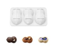 APGLSXY Moldes flexibles de silicona para tartas, 3 cavidades, en forma de cacahuete, para hornear, para fiestas, frutas verdes, postres multiusos