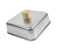 APGLSXY Tapa cuadrada de acero inoxidable 304 con mango de madera, cúpula de fusión de queso para uso comercial en cocina y barbacoa