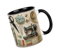 APGLSXY Tazas grandes de cerámica con temática de costura de 325 ml, perfectas para café, té o bebidas calientes con diseño único. Tazas de costura