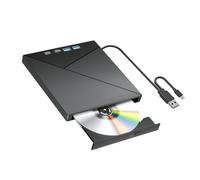 APGLSXY Unidad óptica Plug and Play para computadora, lector de disco externo con cable USB-A y tipo C, tamaño compacto de 15 x 15 cm para portátil o escritorio, unidad óptica externa USB, lector de