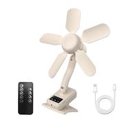 APGLSXY Ventilador de clip recargable con pantalla digital de 3 velocidades, ventilador colgante de escritorio de refrigeración de 360 grados con control remoto para refrigeración interior y exterior