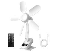 APGLSXY Ventilador de clip recargable con pantalla digital de 3 velocidades, ventilador colgante de escritorio de refrigeración de 360 grados con control remoto para refrigeración interior y exterior