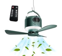 APGLSXY Ventilador de techo para exteriores de 10400 mAh con controles remotos y carga USB, incluye hoja desmontable y velocidad ajustable para uso silencioso ventilador de techo para camping