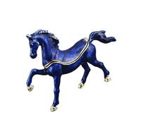APGLSXY Zodiacs - Joyero de caballo con compartimento secreto, adorno de aleación de esmalte de cerámica azul/blanco para decoración del hogar y regalos de caballo chino con signo de estrella