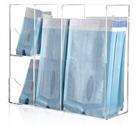 Aphbrada Bolsas de esterilización acrílicas, 4 compartimentos, para autoclave, organizador de bolsas para clínicas dentales, veterinarios y salones de uñas, transparente, 34,8 x 11,5 x 30 cm