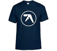 Aphex Twin - Camiseta divertida para hombre, Camiseta azul marino con estampado blanco, M