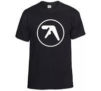 Aphex Twin - Camiseta divertida para hombre, Camiseta negra con estampado blanco, L