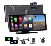 APHQUA Pantalla Coche CarPlay Inalámbrico 10,25" Car Play Android Auto Estéreo con Dashcam Delantera Trasera 4K+1080P Sin Instalación Navegación Bluetooth FM AUX Tarjeta TF 64GB