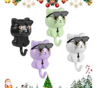 Aphromirel 4 ganchos para gatos autoadhesivos, ganchos de pared, ganchos para llaves, ganchos de dibujos animados, para ropa, llaves y bolsas