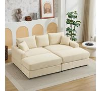 aphrophina Fundas de sofá modulares modernas y elásticas suaves con almohadas, diseño retro elegante, tela cómoda, color beige