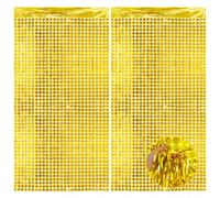Aphumedc 3 cortinas de oropel doradas de 1 x 2 m con purpurina, para fiestas, decoración de cumpleaños, bodas, festivales, escenarios