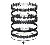 Aphumedc 6 gargantillas para mujer, ajustables, color negro, terciopelo, gargantilla clásica, joyas para mujeres y adolescentes, danzar, Halloween, cumpleaños, fiestas, cosplay