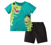 Apicultura Trajes Conjuntos de Manga Corta con Estampado de Dinosaurio para bebés y niños pequeños, Pantalones Cortos, Camisa de Cuello sólido, Trajes Superiores, Trajes De Baño Mujer (A, 4-5 Years)