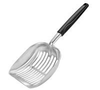 Apidgrowth Cuchara de arena para gatos, mango largo, pala de metal de aleación de aluminio, tamiz de excrementos, pala de malla, adecuada para caja de arena para gatos, (negro)