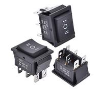 APIELE Interruptor Conmutador Basculante Pulsador de 3 unidades, 3 posiciones ON-OFF con DPDT 6 Pins Wippschalter, 250 V 16 A Botón Rocker para hogares, industria, DIY KCD2-203N (negro)