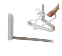 Apilador de perchas, apilador organizador de perchas, soporte de almacenamiento portátil para ropa fijada en la pared - Soporte de percha retráctil con clips que permite ahorrar espacio,