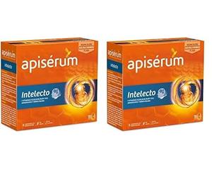 APISERUM Intelecto Viales Bebibles - Favorece el Rendimiento Intelectual, Concentración y Memoria, Multivitamínico con Jalea Real, Vitamina B, Aminoacidos y Ginkgo Biloba (Paquete de 2)