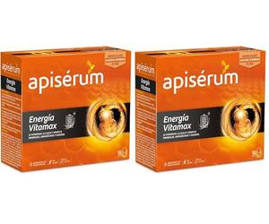 APISERUM Vitamax Viales Bebibles- Aporte de Energía Extra y Vitalidad Favorece el rendimiento físico e intelectual Con Jalea Real, Vitaminas, Minerales, Aminoácidos, Ginseng (Paquete de 2)