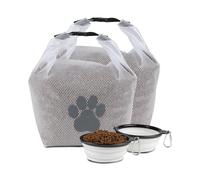 APITOS Bolsa de almacenamiento de alimentos para mascotas, 2 bolsas de viaje para comida para perros, 2 cuencos plegables, sin BPA, grado alimenticio, segura para mascotas