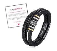 APIUWOXE Pulsera de cuero trenzado multicapa con texto en inglés "To My Son Grandson Grandson, Nephew", ideas para regalos de cumpleaños y Navidad para adolescentes y niños, 8.25, Cuero, Sin gemas.