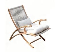 Apk i bc Silla Plegable Individual portátil de ratán Tejido para Interiores, con Estructura Estable y Duradera, Ideal para jardín o Exterior. Incluye 2 Piezas.(Wood Tone,50 * 74 * 80CM)