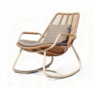 Apk i bc Tumbona Individual reclinable, Transpirable, de ratán Tejido, fácil de Montar, Apta para la Playa.(Golden,67 * 97 * 91CM)