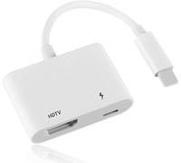 APKLVSR Adaptador Lightning a HDMI para iPhone y iPad - Convertidor de vídeo Full HD 1080P con puerto de carga, cable HDMI para TV, monitor y proyector, Plug & Play para streaming, juegos y oficina