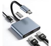 APKLVSR HDMI Splitter 1 in 2 Out Extended Display, USB C a HDMI Adapter Dual Monitor, HDTV Docking Station 2 monitores, 2 pantallas para conectar a ordenador portátil, conectar 2 monitores a ordenador