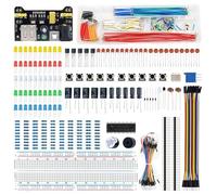 APKLVSR Kit de iniciación electrónica compatible con Arduino, incluye puentes de alambre de tabla de prueba, juego de cables de puente, diodos LED, placa PCB, para principiantes