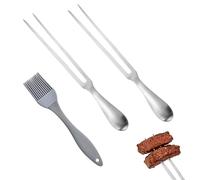 APKOL 2 Piezas Tenedor de Carne Acero Inoxidable 30cm, Tenedor de Trinchare Barbacoa con Mango Ergonómico con Cepillo de Aceite, para Parrilla, Corte, Camping, Cocina y Restaurante