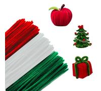 APKOL 300 pcs Limpiapipas Manualidades,Verde+rojo+blanco Pipe Cleaners Limpiapipas para Manualidades,Brillantes Incluidos,limpiapipas para DIY y Decoración navideña