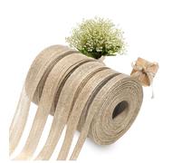 APKOL 5 Rollos Cinta Yute Cinta Arpillera Natural 1/1,5/2/2,5/3 cm x 10m Cinta de Yute Vintage, para Envolver Regalos Navidad Boda Manualidades