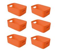 APKOL 6 pezzi Cestini Portaoggetti Plastica arancione,25x16.5x10 cm Scatola