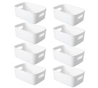 APKOL 8 pezzi Cestini Portaoggetti Plastica Bianco,30x20x12 cm Scatola