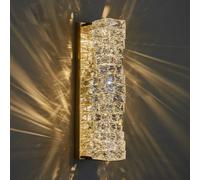Aplamo de pared de cristal postmoderno, luz de vanidad de 10W led con marco de acero inoxidable, iluminación blanca cálida para la decoración del pasillo del dormitorio, el diseño geométrico moderno m
