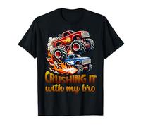 Aplastando con mi hermano Monster Trucks Twin Boys Matching Kids Camiseta