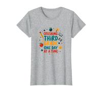 Aplastar Tercer Grado un día a la Vez Camiseta, Mujer, Gris Jaspeado, XL