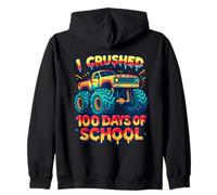 Aplasté 100 días de Escuela, el día número 100 de Monster Truck Kids Sudadera con Capucha
