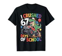 Aplasté 67 días de Escuela: T-Rex Monster Truck Dino Camiseta