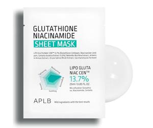 APLB Mascarilla Facial Coreana Glutathione Niacinamida 10uds | LIPO GLUTA NIAC CEN - Korean Skincare Limpiador Facial Hidratación Profunda & Calma, Piel Sensible, Elasticidad - 10 (25ml)