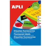 Etiqueta adhesiva impresora Apli 210x297mm permanente rectangular amarillo 20 etiquetas en 20 hojas din a4