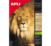 APLI Papel fotográfico 04137 A4 Blanco Brillo – Pack 60 hojas