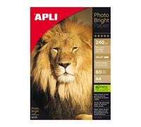 APLI 4137 -Papel fotográfico Photo Bright, A4, pack de 60 hojas, 240 g, con acabado brillante, Calidad profesional, apto impresoras inkjet